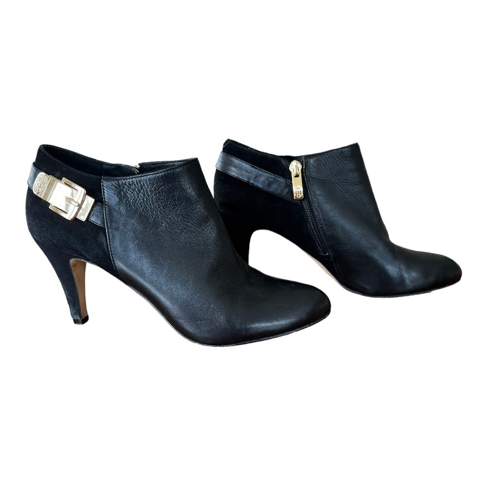 BLACK GLOVE LEATHER/SUEDE VINCE CAMUTO HEELS SIZE 8M  38 ITALY - Picture 3 of 12